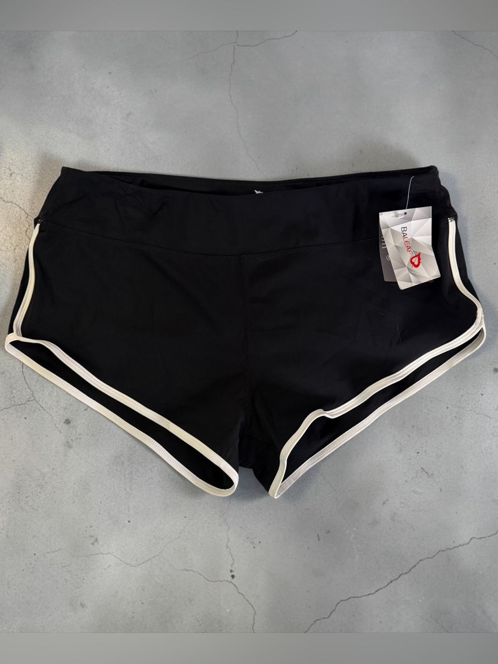 Baleaf Black Athletic Shorts with White Piping